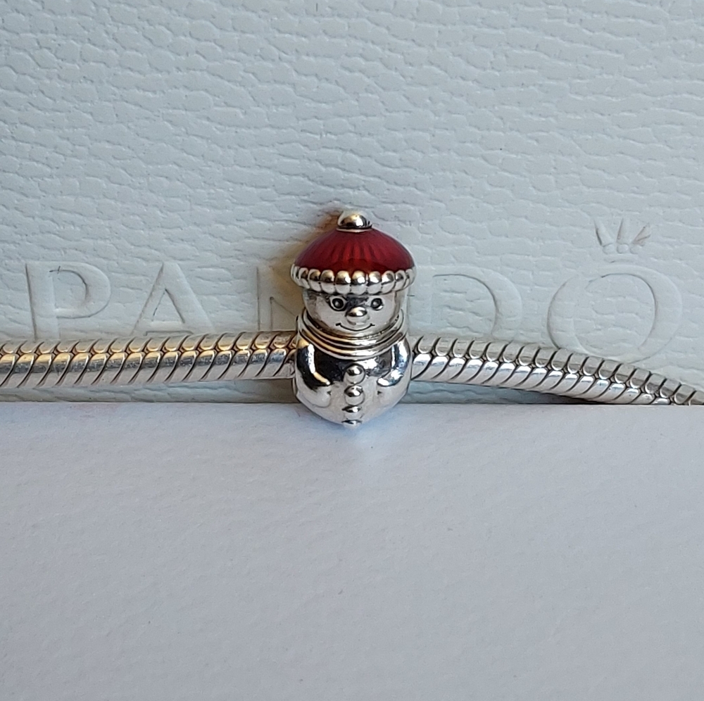 Pandora Snowman with Red Enamel Santa Hat Charm 798478C01